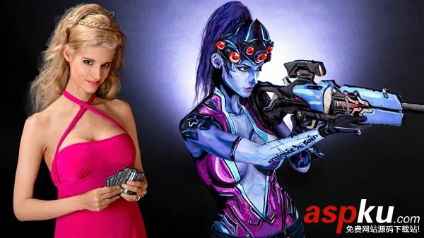 美女,Cosplay,守望先鋒,人體彩繪,性感