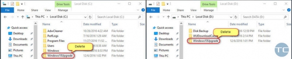 刪除,Win10,Upgrade,文件夾