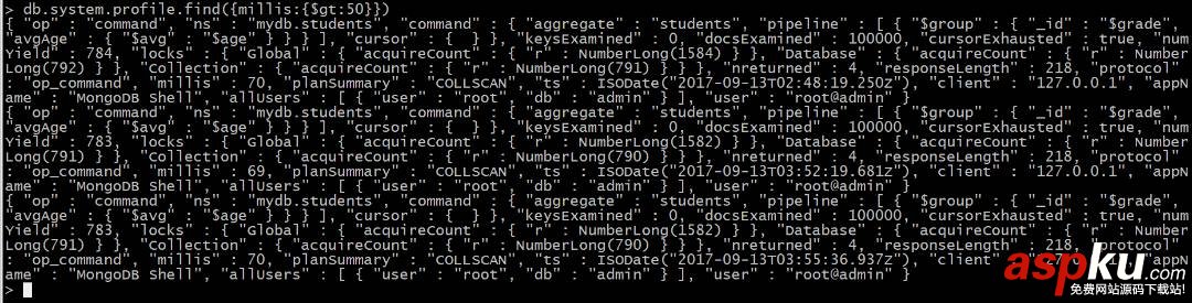 mongodb,查詢耗時,查詢記錄,查詢