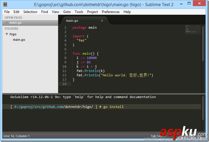 golang,Sublime Text,開發調試環境