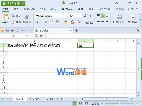 WPS表格2013中多種方法輸入帶鉤方框