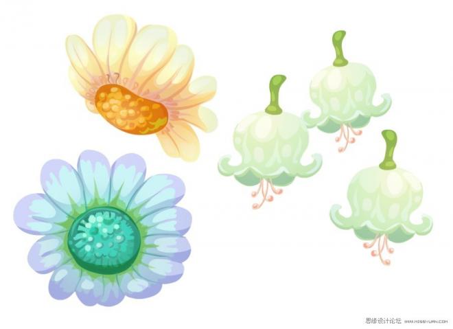 Flash繪制小龍與花插畫場景