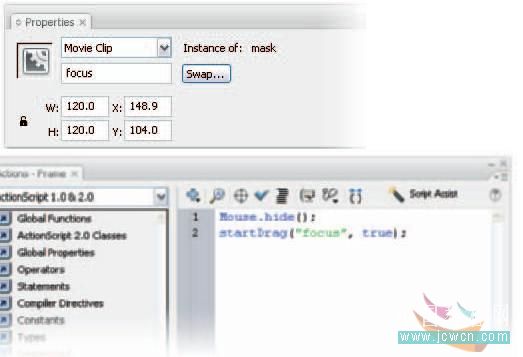 Flash cs3仿真藝術(shù)設(shè)計3.6：運(yùn)用遮罩打造焦點(diǎn)效果_中國教程網(wǎng)