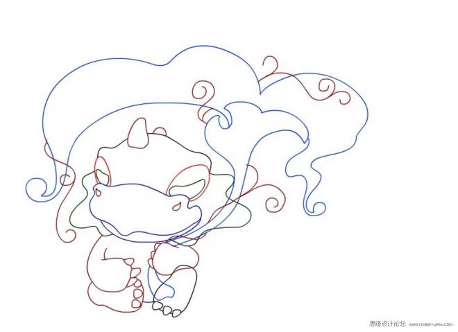 Flash繪制小龍與花插畫場景