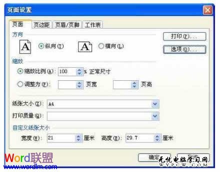 頁面設置