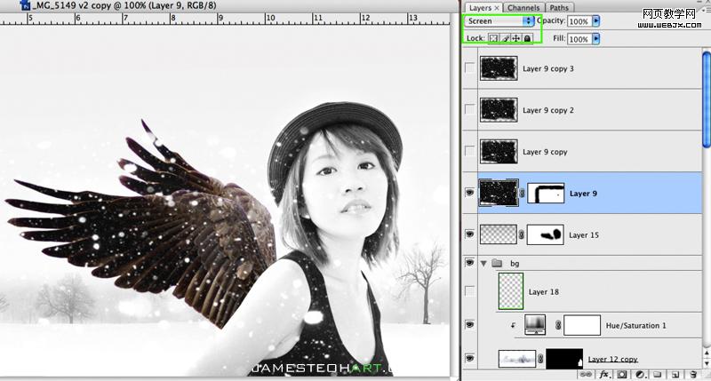 photoshop夢幻合成教程:雪天使女孩_photoshop教程網頁設計