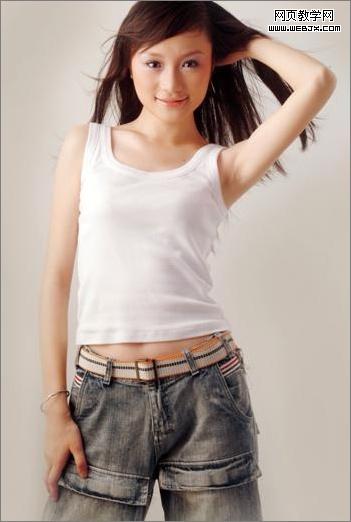 photoshop教程:穿牛仔質感上衣美女-webjx.com