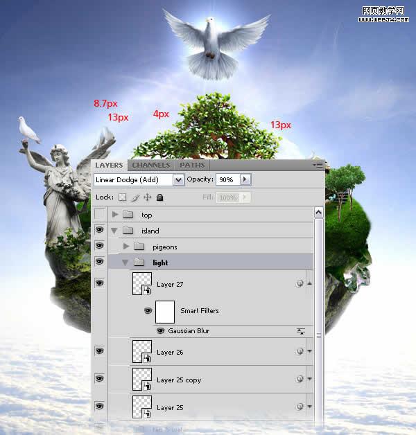 photoshop合成教程:夢幻的和平的圣地_網頁設計