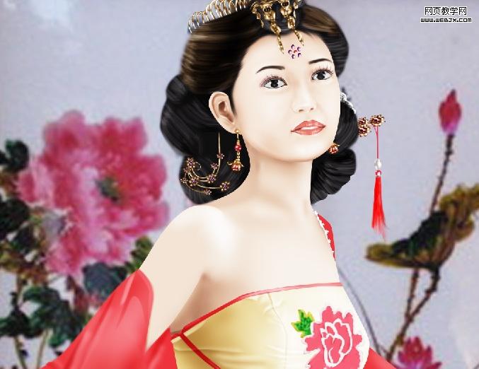 ps鼠繪教程:漂亮的卡通風格古裝美女_網頁設計