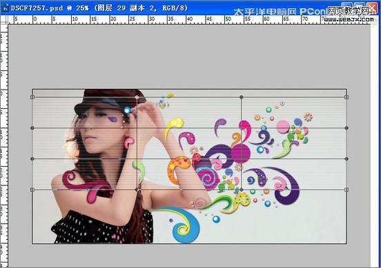 photoshop打造人物和花紋結合的時尚海報
