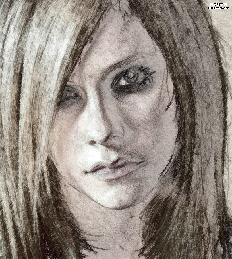 photoshop快速制作美女鉛筆素描特效_網頁設計