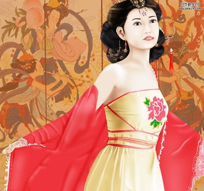 ps鼠繪教程:漂亮的卡通風格古裝美女_網頁設計