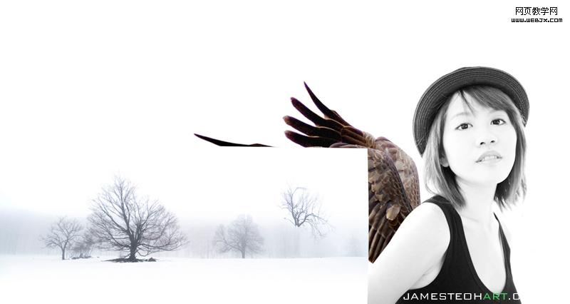 photoshop夢幻合成教程:雪天使女孩_photoshop教程網頁設計
