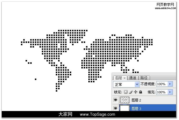 ps教程:制作漂亮的數(shù)碼點陣構(gòu)成的世界地圖_webjx.com