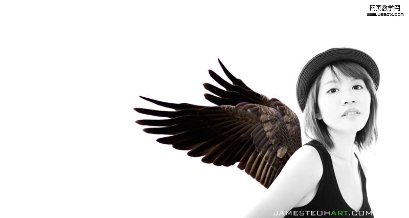 photoshop夢幻合成教程:雪天使女孩_photoshop教程網頁設計