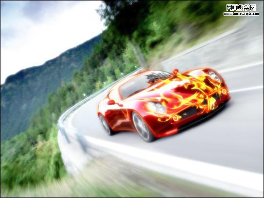 ps照片合成:飛速著火的汽車