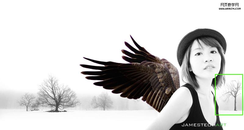photoshop夢幻合成教程:雪天使女孩_photoshop教程網頁設計
