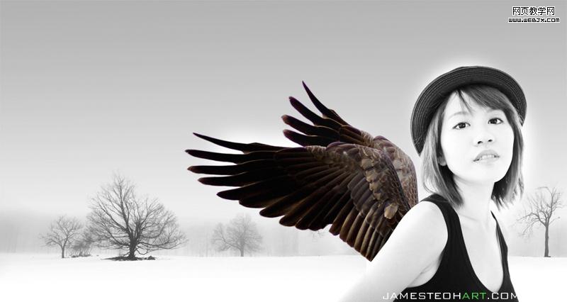 photoshop夢幻合成教程:雪天使女孩_photoshop教程網頁設計