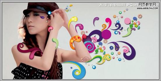 photoshop打造人物和花紋結合的時尚海報