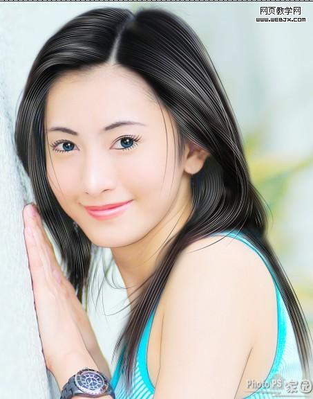 photoshop教程:美女照片仿手繪-webjx.com