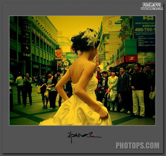 photoshop調(diào)色:黃色調(diào)婚紗藝術(shù)照片-www.webjx.com