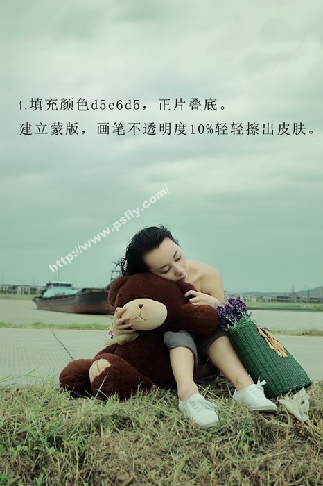 ps調色教程:漂亮青色調美女照片模糊背景_webjx.com