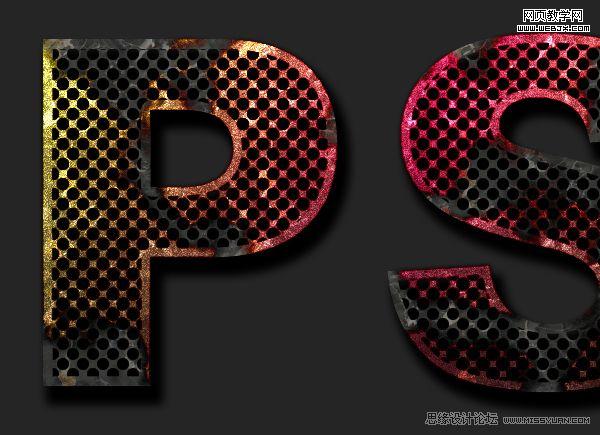 ps文字教程實例:金屬腐蝕文字特效_網頁設計