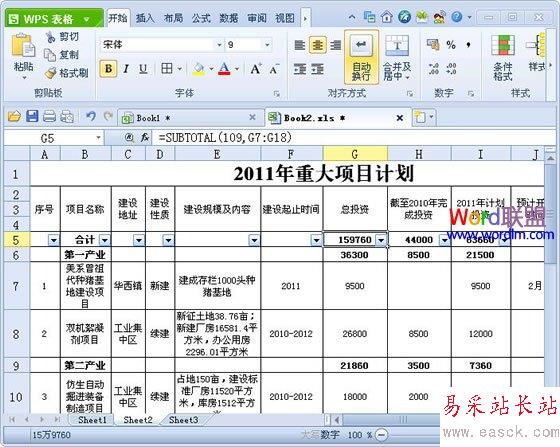 WPS表格中實現分類快速求和方法