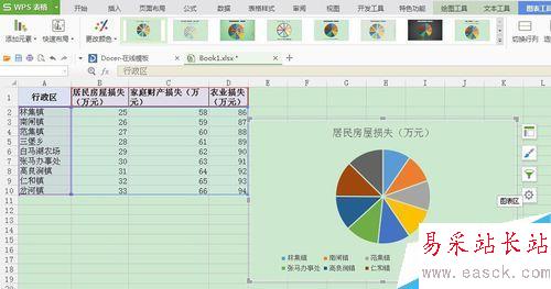 excel操作：如何在WPS表格中生成餅狀圖