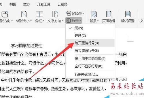 wps2019文檔怎么顯示行號？wps2019行號顯示教程